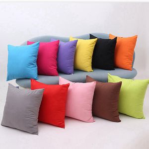 Home Decor Throw Pillow Case Square Pure Color Polyester Cushion Cover Sofa Waist Cushion Pillowcase DDA28