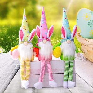 Décorations pour la maison lapin de pâques Gnomes fille jambes oeuf lapin nain poupée elfe poupées ornements en peluche Figurines en peluche HH22-31