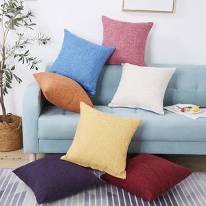 Housse de coussin en Polyester, taie d'oreiller pour canapé, couleur unie, couleur bonbon, pour la maison, LLB12088