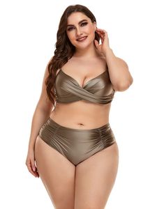 Nuevo traje De baño De talla grande para mujer, conjunto De Bikini De dos piezas, traje De baño Sexy con cuello en V, trajes De baño, Maillot De Bain Femme XL-4XL