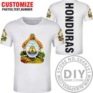 HONDURAS camiseta diy gratis personalizado nombre número sombrero camiseta nación banderas hn país impresión foto hondureño español ropa X0602