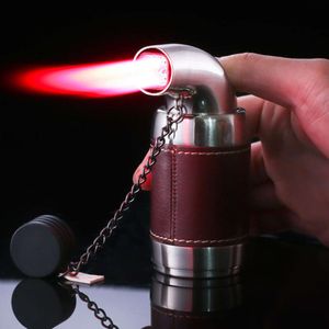 Honest 4 Flame Cigar Light Light personnalisé Red Fire Couverture en cuir Butane Butane Table Lighters