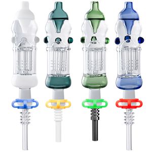 NC021 Tuyau à main en verre Perc avec bras en titane ou en quartz de 14 mm OD 32 mm Dab Rig Bong en verre pour fumer