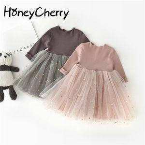 HoneyCherry Girl Children's Princess Dress Pentagram Ropa de bebé de manga larga Kids es For s 220309