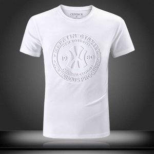 Hong Kong marque de mode Ins New NY T-Shirt à manches courtes hommes broderie tendance demi manches lâche 3D lettre décontracté glace soie haut