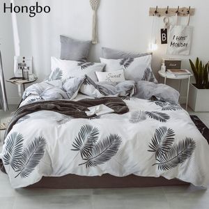 Hongbo – parure de lit en flanelle de coton et cristal, avec housse de couette, drap, pour enfants, filles, feuilles, linge de lit d'hiver