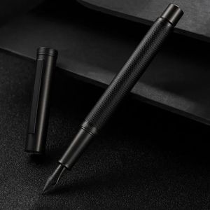 Hongdian Black Forest Metal Fountain Pennal Black Ef / F / Bent Nib Beautiful Texre Texture Writing Ink Pen for Business Office 240417