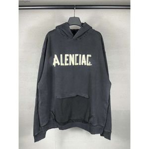 Sweat à capuche Balenciiaga Version Paris Tape Sweats à capuche Impression par pulvérisation Sweat à capuche délavé Pulls pour femmes pour hommes Pulls Aristocratic Family High 9BBW