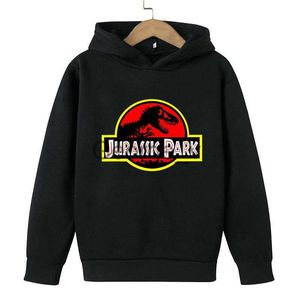 Hoodies Sweatshirts 2022 Pure Cotton Hoodie Dinosaur Print Jurassic Park Hoodie Clothes Boys Kids Tops Girls Sweater Kids 414 Years OJackets J230724