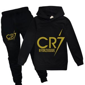 Sweats à capuche Sweats Enfant Printemps Automne Football Idol CR7 Vêtements HoodiePants Costume Convient Aux Sports Et Loisirs Cadeau D'anniversaire De Noël Enfants 230803