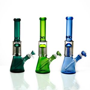 Hookah Glass Bong Water Pipe 11 pulgadas Three Color Beaker Bongs Ice Catcher Material grueso para fumar con un tazón de 14 mm