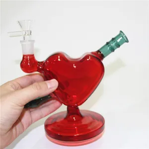 Narguilé verre bong pipe à eau 5 pouces créatif forme d'amour rouge petit bongs dab rig peut fumer du tabac ou une plate-forme pétrolière taille portable