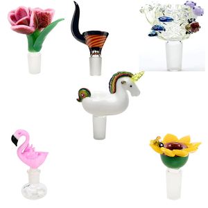 pipas de agua flor de dibujos animados tazón de vidrio 14 mm Accesorios para fumar coloridos Bong Bowls Pieza masculina para tubería de agua Dab Rigs Bongs
