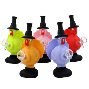 Pipas de agua de vidrio y silicona, pipa de agua para pollo y pavo, pipa de mano, pipa de mano, plataforma Dab, pipas para fumar Bong, accesorios, productos para fumar tabaco con tazón