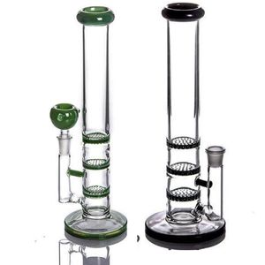 pipas de agua Glass Bong Water Pipe Triple Disk Honeycomb perc dab bubbler 11 pulgadas 14 mm junta