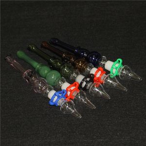 narguilés Mini Pipe Concentrate Dab Straw Nectar Kit avec embout en acier inoxydable Inverted Nail Quartz Tips Oil Rigs Glass Bong