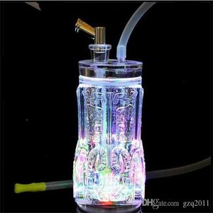Narguilés carrés avec lampe acrylique bouteille d'eau en verre gros bongs en verre brûleur à mazout eau en verre