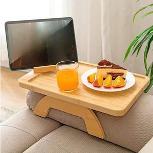Ganchos de bambú para sofá, bandeja con Clip para mesa, brazo lateral para sofá con soporte para teléfono