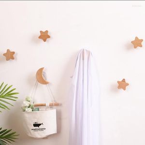 Crochets chambre d'enfants en bois créatif nordique mignon étoile clé crochet porte-manteau mur cintre sac chambre accessoires décor