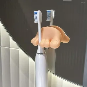 Ganchos con diseño creativo y bonito, soporte para cepillo de dientes con forma de dedo del pie, gancho para pegar, ventosa eléctrica única y divertida