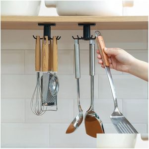 Ganchos Rieles 360 grados Girados Cocina Autoadhesivo Hogar Pared Puerta Gancho Bolso Ropa Corbatas Bolsa Percha Estante de almacenamiento Drop Delive Dheqs