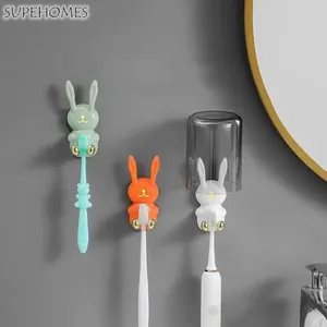 Ganchos de plástico sin costuras para montar en la pared, autoadhesivos, sin perforaciones, accesorios de baño, gancho de pared, colgador de tazas, toalla