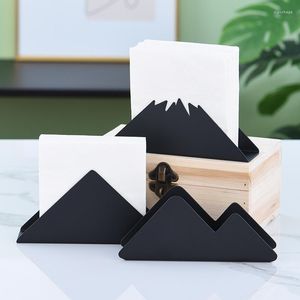 Ganchos Snow Mountain Home Estante de papel Arte del hierro Tejido Coche Triángulo Forma Caja Contenedor Toalla Servilletero Metal