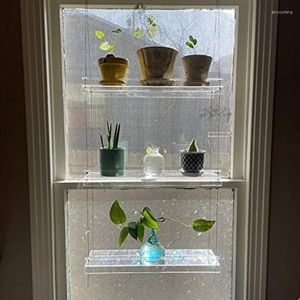 Crochets Transpaent acrylique fenêtre plante étagères 2/3 couches clair suspendu flottant étagère murale Pot de fleur support planteur support décor
