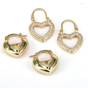 Pendientes de aro 10 pares elegante Vintage chapado en oro CZ pendiente de corazón de cristal para mujer accesorios de joyería de moda regalo