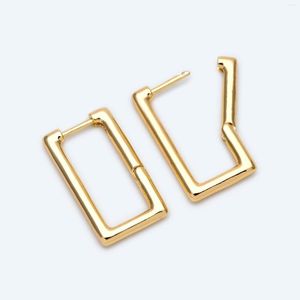 Pendientes de aro 4 piezas Oro Rectángulo Palanca Ganchos para la oreja 25x14 mm Chapado en componentes de pendientes de latón (GB-1784-1)