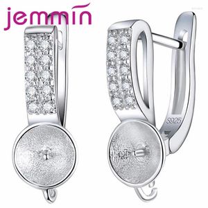 Pendientes de aro Charm 925 Broche de bricolaje de plata esterlina para mujeres Hallazgos de alambre del alambre Brincos con micro diamantes de imitación