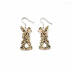 Boucles d'oreilles de cerceau Pâques acrylique mignon de motif léopard vis pour les femmes excentriques