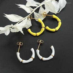 Boucles d'oreilles créoles mode assorties accessoires pour femmes titane acier C forme goutte huile couleur bonbon cadeaux en gros gratuits