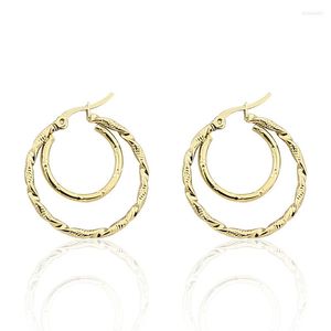 Boucles d'oreilles créoles mode bijoux en acier inoxydable Double cercle fil torsadé femmes fête mariage amour cadeau en gros