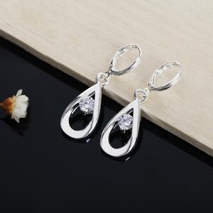 Hoop Earrings Fine 925 Color Silver Water Drop Zircon Diamond For Women Wedding Party Brands Jewelry Christmas Gifts