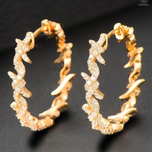 Boucles d'oreilles créoles GODKI luxe fil torsion grand pour les femmes mariage cubique Zircon déclaration DUBAI mariée ronde cercle 2023