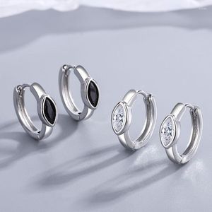 Boucles d'oreilles créoles en forme d'oeil de cheval, zircone, diamant unique, Simple, petit géométrique noir, bijoux d'oreille, vente en gros