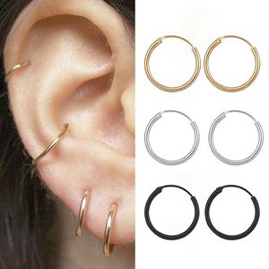 Boucles d'oreilles créoles Huggie 1 paire Punk personnalité Hip Hop unisexe mode Simple circulaire cercle métal petit or enfants hommes boucles d'oreilles femmes