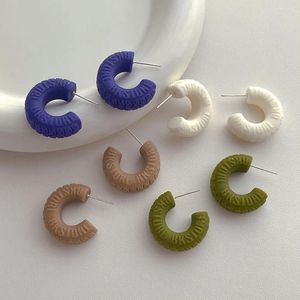 Boucles d'oreilles de cerceau coréen géométrique en forme de pnet en forme de coffre