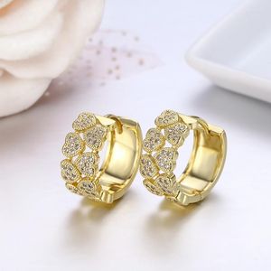 Boucles d'oreilles créoles amour pêche coeur grappe CZ zircone petite boucle Huggie pour femmes en laiton couleur or bijoux Oorbellen Aretes surgi