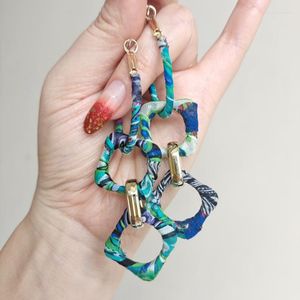 Pendientes De Aro Diseño Original Seda Hecho A Mano Moda Mujer Largo Exagerado Grandes Vacaciones Bohemias