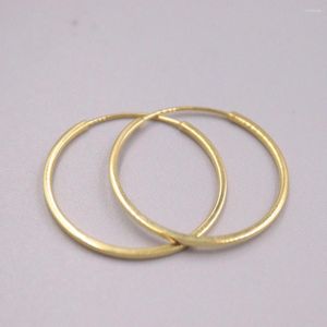 Boucles d'oreilles créoles en or jaune pur 18 carats pour hommes et femmes, cadeau cercle brillant 1.3g