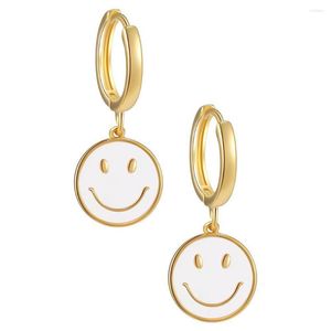 Boucles d'oreilles cerceau sourire plaqué or cerceaux rond grande boucle d'oreille 2023 bijoux de mode boucles d'oreille pour filles boucle d'oreille ensemble Pendientes Piercings