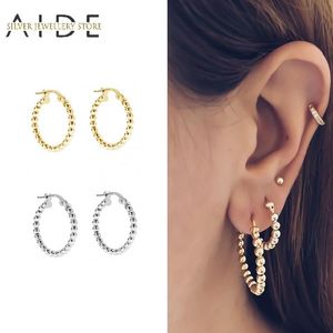 Boucles d'oreilles créoles en argent Sterling petites perles pour femmes mode INS pois brin rond boucles d'oreilles percées bijoux fins Kolczyki Huggie