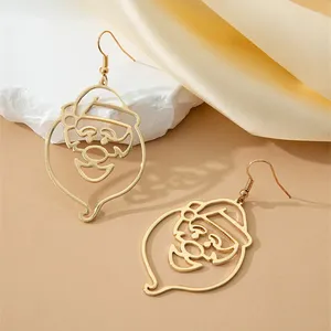 Boucles d'oreilles créoles UJBOX, vente en gros, en vrac, créatif, alliage doré, métal creux, crochets d'oreille du père noël pour femmes