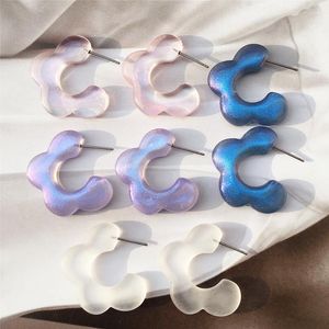 Boucles d'oreilles créoles UJBOX vente en gros bijoux légers accessoire cadeau vert bleu violet résine acrylique clignotant fleur pour les femmes
