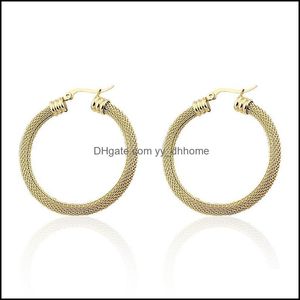 Hoop Hie Boucles d'oreilles Bijoux Mode Acier inoxydable Stranded Wire Mesh Womens Party Cadeau de mariage en gros E-613 Drop Livraison 2021 2EZBJ