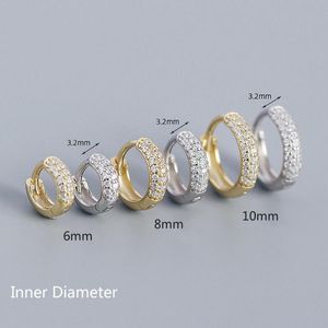 Hoop Huggie Boucles d'oreilles dormeuses à charnière en argent sterling 925 avec dôme CZ A1168