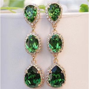 Hoop Huggie Femelle Cristal Goutte D'eau Pierre Dangle Boucles D'oreilles Plaqué Or De Mariage Royal Bleu Vert Rose Zircon Longues Boucles D'oreilles Pour Les Femmes 230919