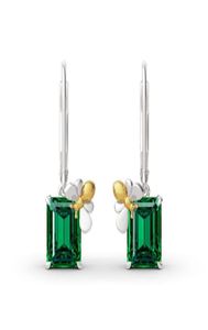 Hoop Huggie Luxury Green Crystal Square Stone Earrings Vintage Gold Color Small Boe Boho Silver Party for Women7316642